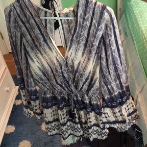 Printed open back romper